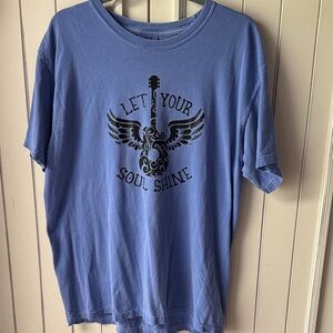 Blue Graphic Tee "Let Your Soul Shine"